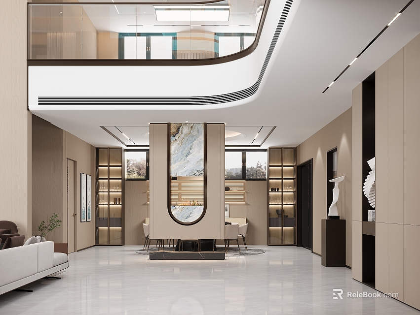 Modern Foyer Hallway Design With Art Decor And Storage 3d model 