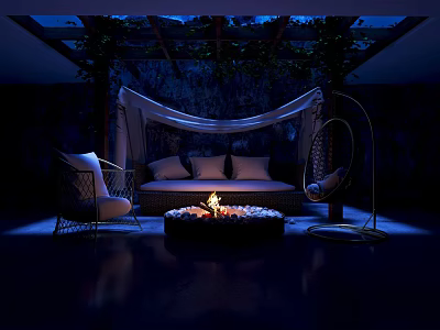 Modern KTV Lounge Interior With Comfortable Sofa Colorful Lighting And Sound System 3d model