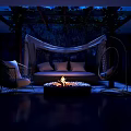 Modern KTV Lounge Interior With Comfortable Sofa Colorful Lighting And Sound System