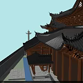 Exquisite Traditional Chinese Ancient Wooden Palace Building With Elegant Black Tile Flying Eaves Design