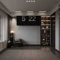 Modern Walk in Closet With Dark Cabinets And Lighting 3d model