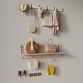 Stylish Fashion Accessories Wall Display With Hanging Bags Hats Scarf And Yellow Top