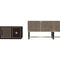 Elegant Modern TV Stand With Geometric Pattern And Metal Accents Design