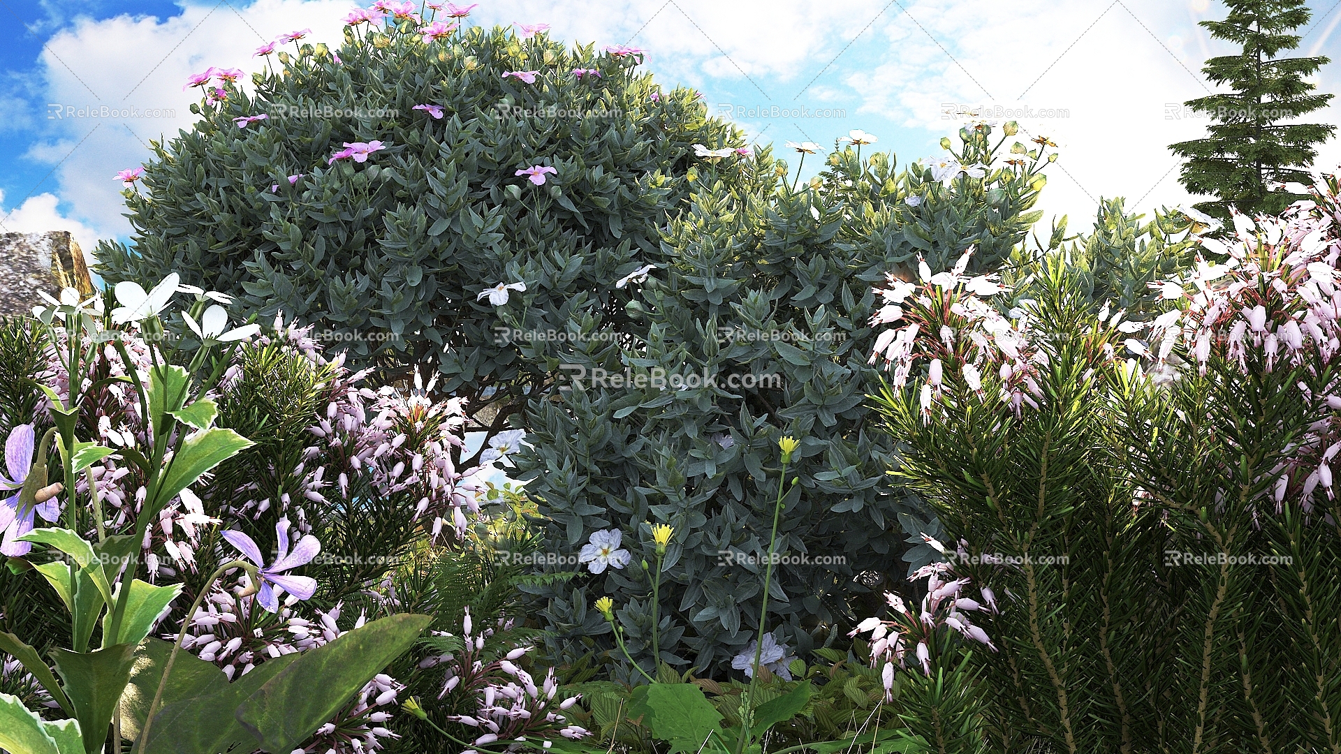 Modern flowers and plants combination landscape shrub shrub plant combination natural landscape 3d model