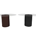 Modern Round Glass Top Dining Table with Brown Leather Cylindrical Base 3d model