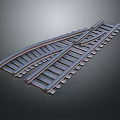 Detailed Railway Track Structure With Curved Rails And Intersection Design 3d model