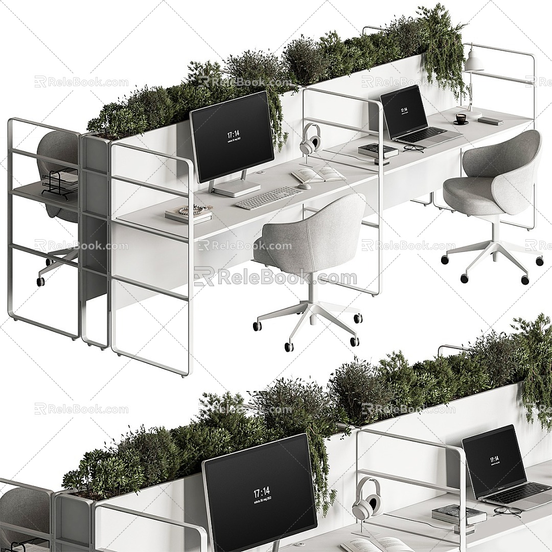 Modern Office Desk Chair Desk Workstation Staff Desk Office Supplies Computer 3d model