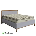 Double Bed With Gray Upholstered Headboard Beige Oneda Mattress And Sturdy Frame