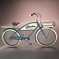 Vintage Style Teal Bicycle with Black Seat Rear Rack and Tan Tires Gloster