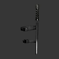 Metal Dagger With Spiral Shaped Guard And Beaded Handle On Dark Background