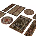 Various Shaped Decorative Rugs Collection With Intricate Patterns And Multiple Styles 3d model