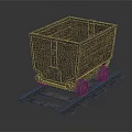 Vintage Wooden Mine Cart Featuring Metal Accents on Rustic Rails