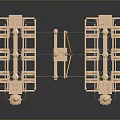Copper Industrial Metal Framework With Multiple Pillars And Mechanical Components 3D Model