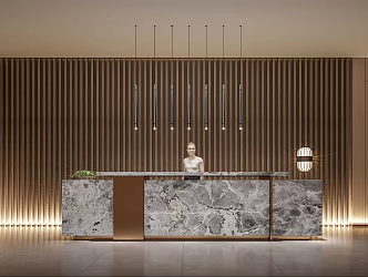Modern Front Desk Club Reception Front Desk 3d model
