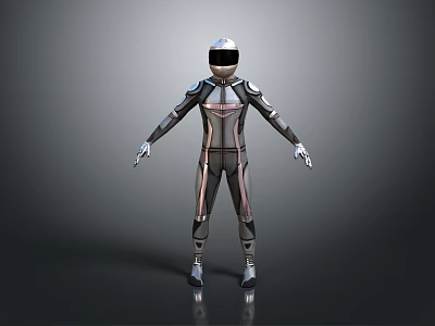 Futuristic Tech Inspired Full Body Suit With Helmet And Reflective Details 3d model