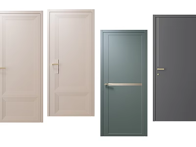 Modern Interior Door Handles on Panel and Flat Doors in Various Stylish Colors 3d model
