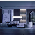 Modern Living Room Interior With Sofa Coffee Table Decorative Painting And Arch Design