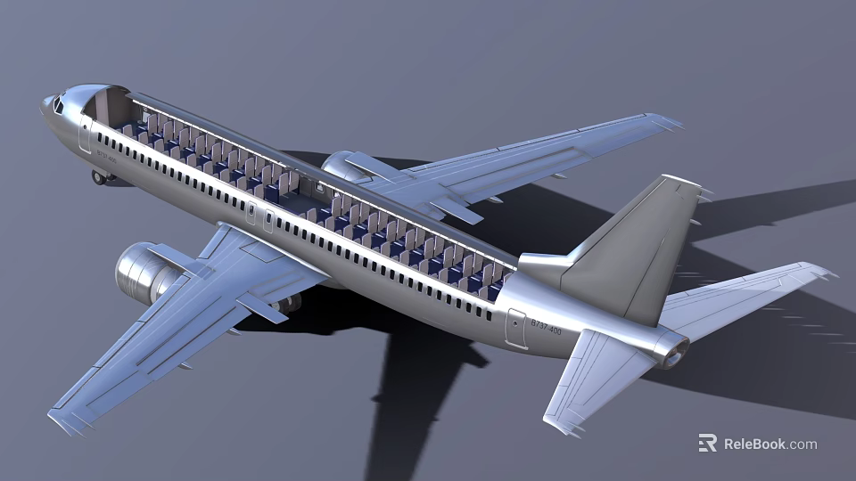 Passenger Airplane Exterior Design With Interior Seating Wings Engines And Fuselage 3d model 