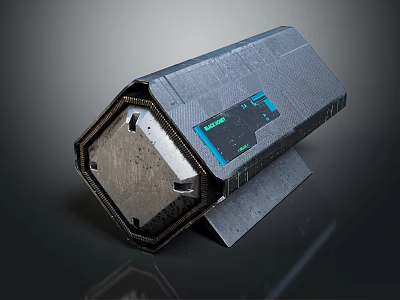 Gray Hard Shell Box With Textured Surface Blue Display And Angular Design 3d model