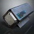 Gray Hard Shell Box With Textured Surface Blue Display And Angular Design