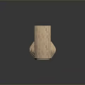 Hand Carved Wooden Decorative Sculptures with Cylindrical Bowl Shaped and Striped Wavy Patterns