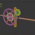 Hardware Tools 3D Model Featuring Colored Gears and Mechanical Transmission Rod Structure 3d model