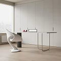 Modern Interior With White Metal Frame Table And Unique Design Chair Set