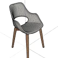 Modern White Leisure Chair With Plastic Back Wooden Legs And Round Cutout Design