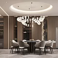 Spacious Duplex Living Room With Modern Chandelier And Minimalist Design