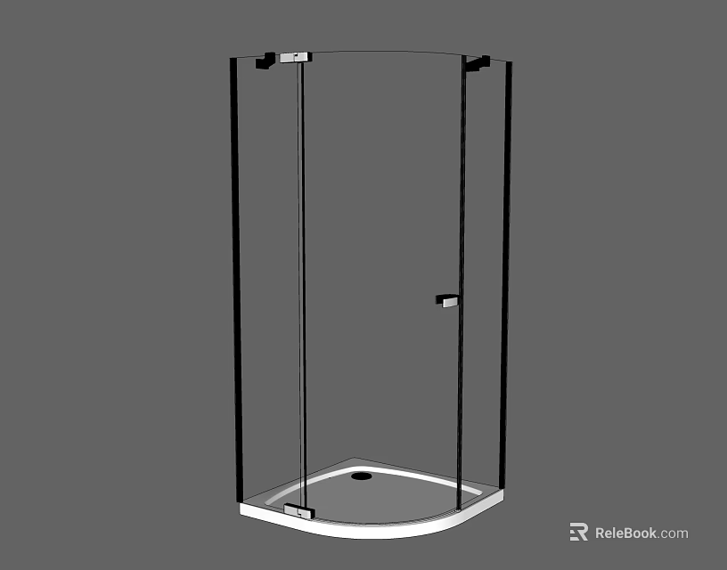 Contemporary Corner Shower Sauna Features Transparent Glass Black Frame And White Base 3d model 