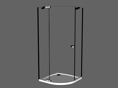 Contemporary Corner Shower Sauna Features Transparent Glass Black Frame And White Base 3d model