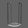 Contemporary Corner Shower Sauna Features Transparent Glass Black Frame And White Base