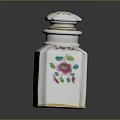 Dresser Vanity Decor with White Ceramic Box Adorned in Pink Green Floral Patterns and Lid
