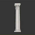 Scenic View Of White Columns With Various Capitals And Reflections On Black Smooth Surface