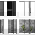Modern Sliding Glass Doors With Black Frame And Interior Design Elements 3d model