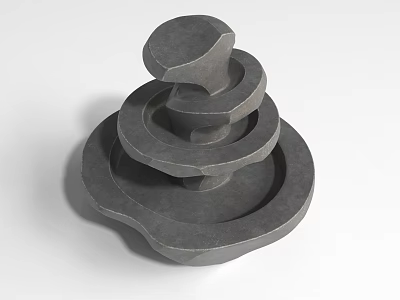 Modern Minimalist Water Fountain With Multi Tiered Circular Gray Stone Design 3d model