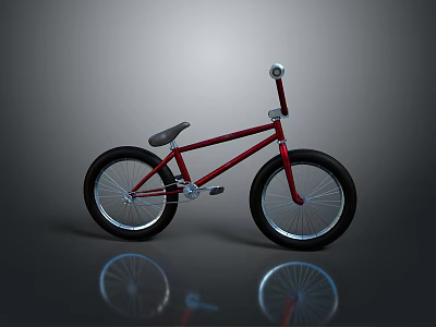 Modern Red BMX Bicycle With Stylish Design On Sleek Reflective Surface 3d model