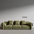 Mid-ancient style three-person sofa 3d model