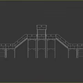 Heavy Duty Industrial Metal Scaffolding Structure With Multiple Platforms And Stairs