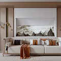 New Chinese-style Three-person Sofa Multi-person Sofa 3d model