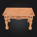 Classic Wooden Table Crafted With Intricate Carved Details And Ornate Legs Design
