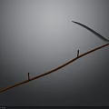 Practical Long Handle Tool Equipment With Red Shaft And Blue Curved Blade