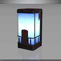Retro Style Electronic Lighting Device With Blue Illuminated Panel And Red Knob