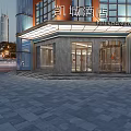 Modern Hotel Building With Glass Facade Illuminated In Urban Square