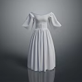 Elegant White Dress With Bell Sleeves Fitted Waist And Pleated Skirt