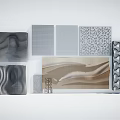 Assorted Patterned Decorative Panels With Striped Wavy And Geometric Textures