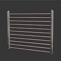 Silver Metal Fence With Horizontal Bars And Simple Modern Design 3d model