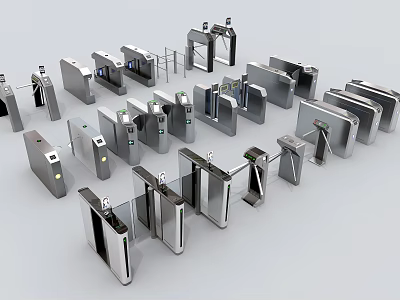 Public Facilities Various Modern Automatic Turnstiles For Access Control Security 3d model