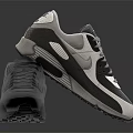 Nike Air Max Sneakers With Black White Gray Mesh Upper Air Cushion And Rubber Outsole