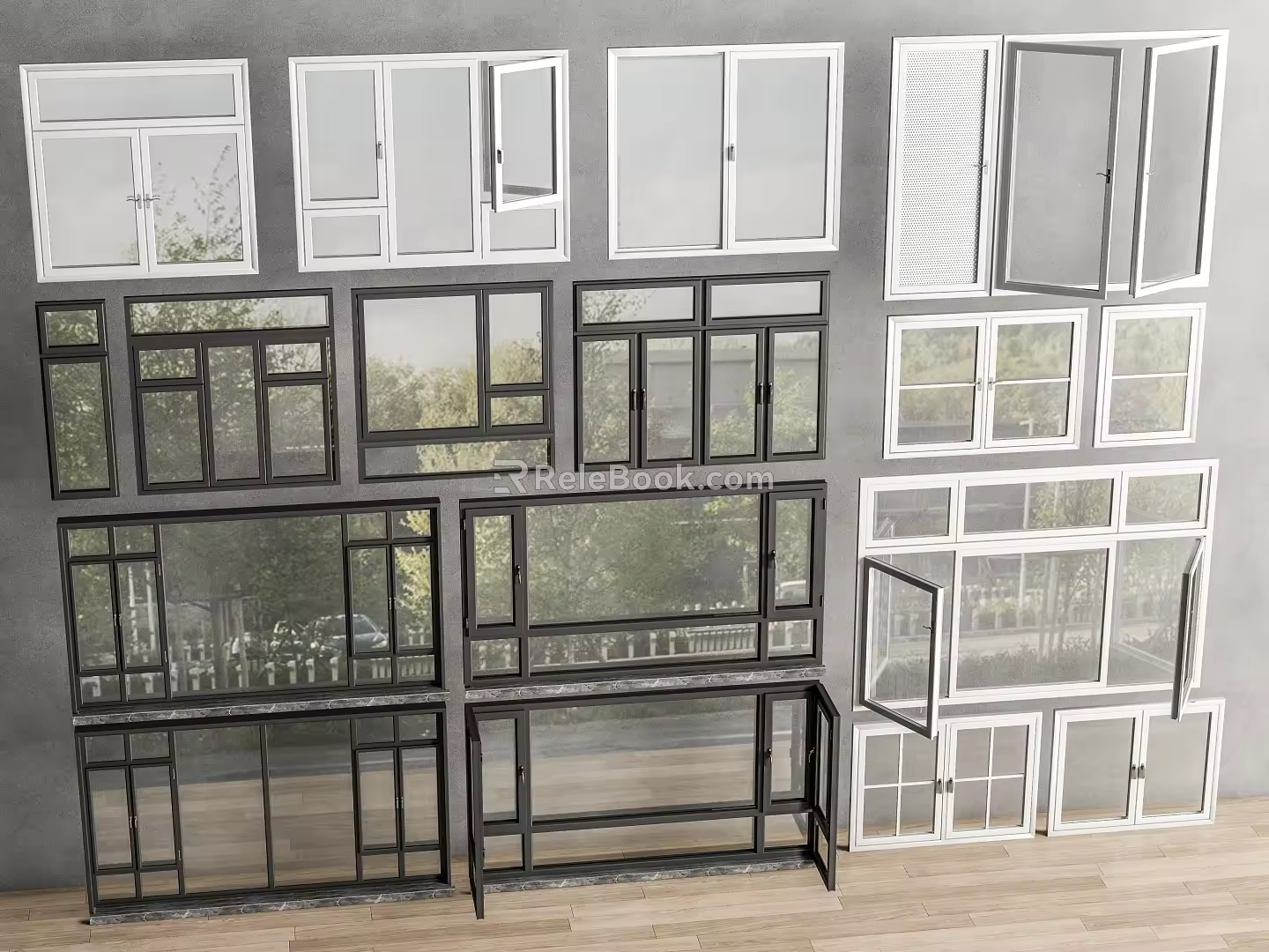 Modern window combination window glass window floor-to-ceiling window balcony window bay window bedroom window casement window door and window stainless steel sliding window 3d model